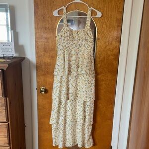 SHEIN Yellow and White Floral Tiered Maxi Sundress